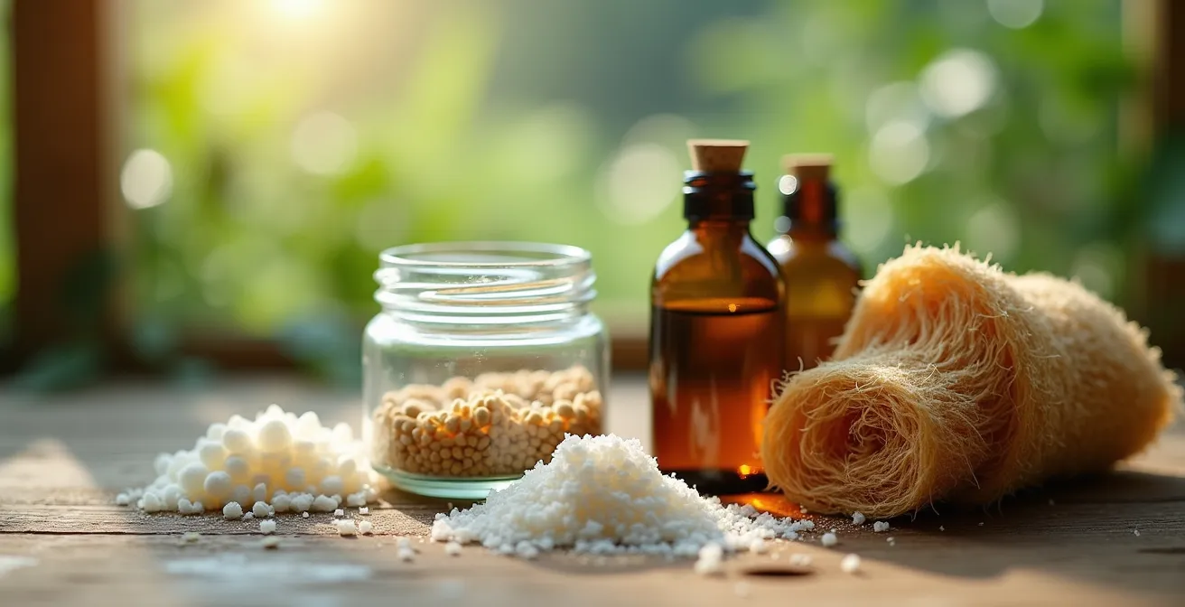 Kit di prodotti naturali per pulizia bagno in campeggio