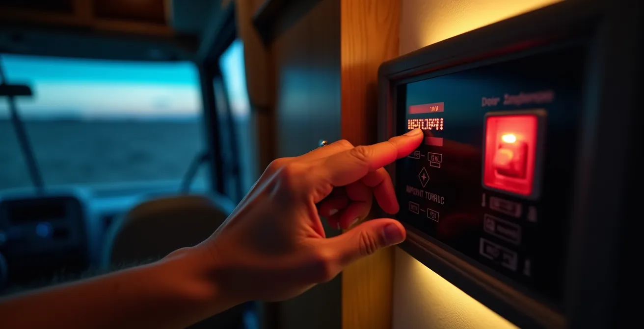 Pannello di controllo elettrico del camper con interruttori in posizione off