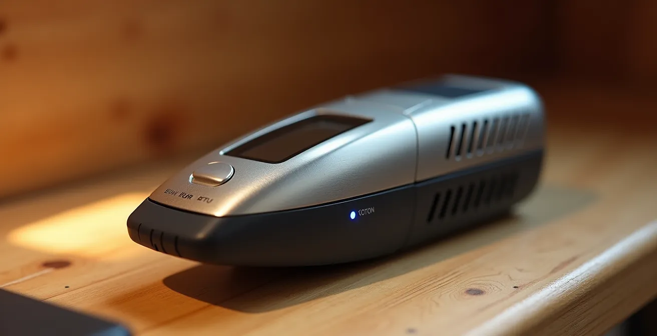 Dettaglio ravvicinato di un etilometro digitale professionale