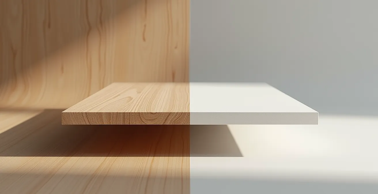 Confronto visivo tra pannelli in legno massello e materiali compositi leggeri per van