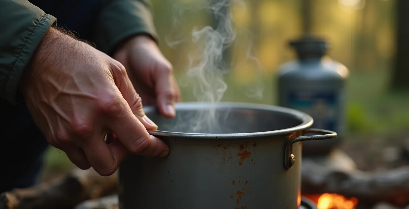 Sistema di protezione dal vento per fornelletto da campeggio